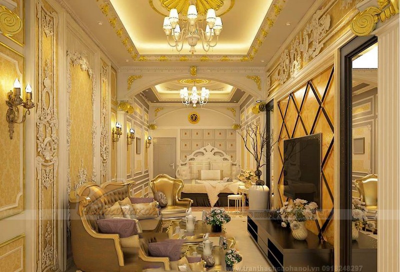Trần thạch cao dát mạ vàng